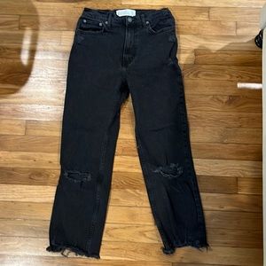 Abercrombie & Fitch - Black: Ankle Straight Ultra High Rise Jeans